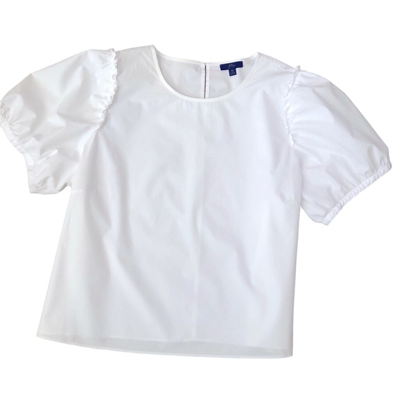 J. Crew White Puff-Sleeve Cotton Poplin Top - Picture 5 of 16